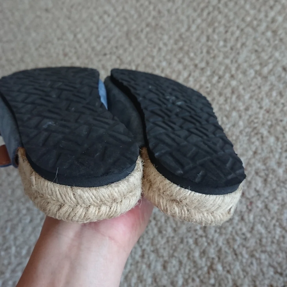 Manebi Nordic Espadrille blue suede Slides size 6.5